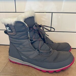 Sorel Women's Gray and Pink Whitney Waterproof Boots